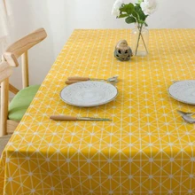 Nordic Style Yellow Plaid Print Multifunctional Rectangle nappe Linen Table Cloth Cover Tablecloth Home Decoration tablo saias