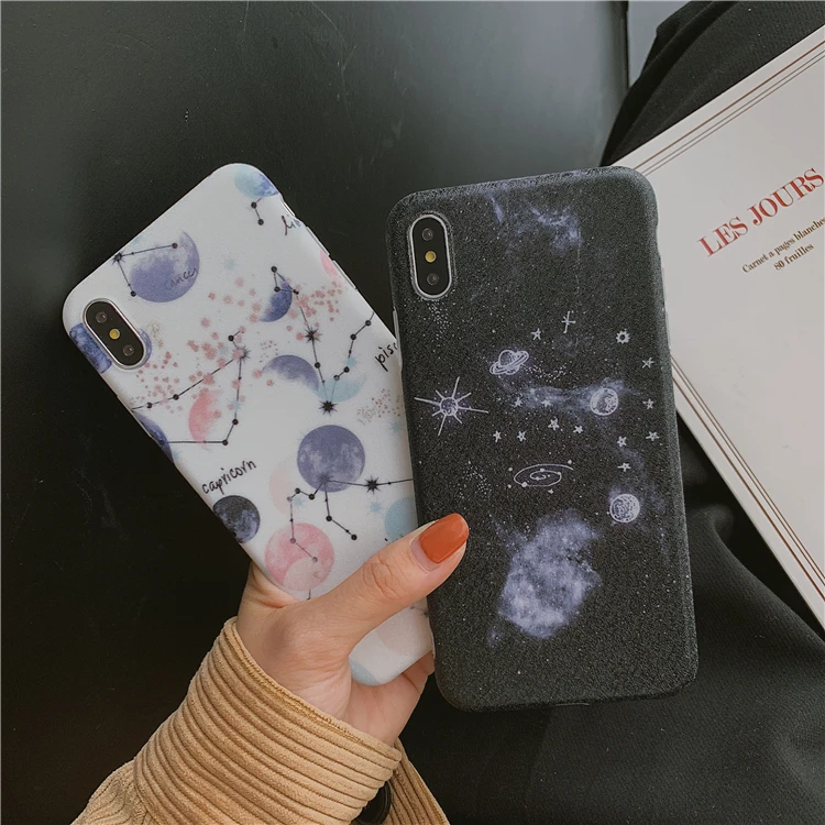 

Fashion constellation rough surface Phone Case For iphone XS Max Case For iphone X XR 6 S 7 8 Plus Back Cover IMD Cases Capa
