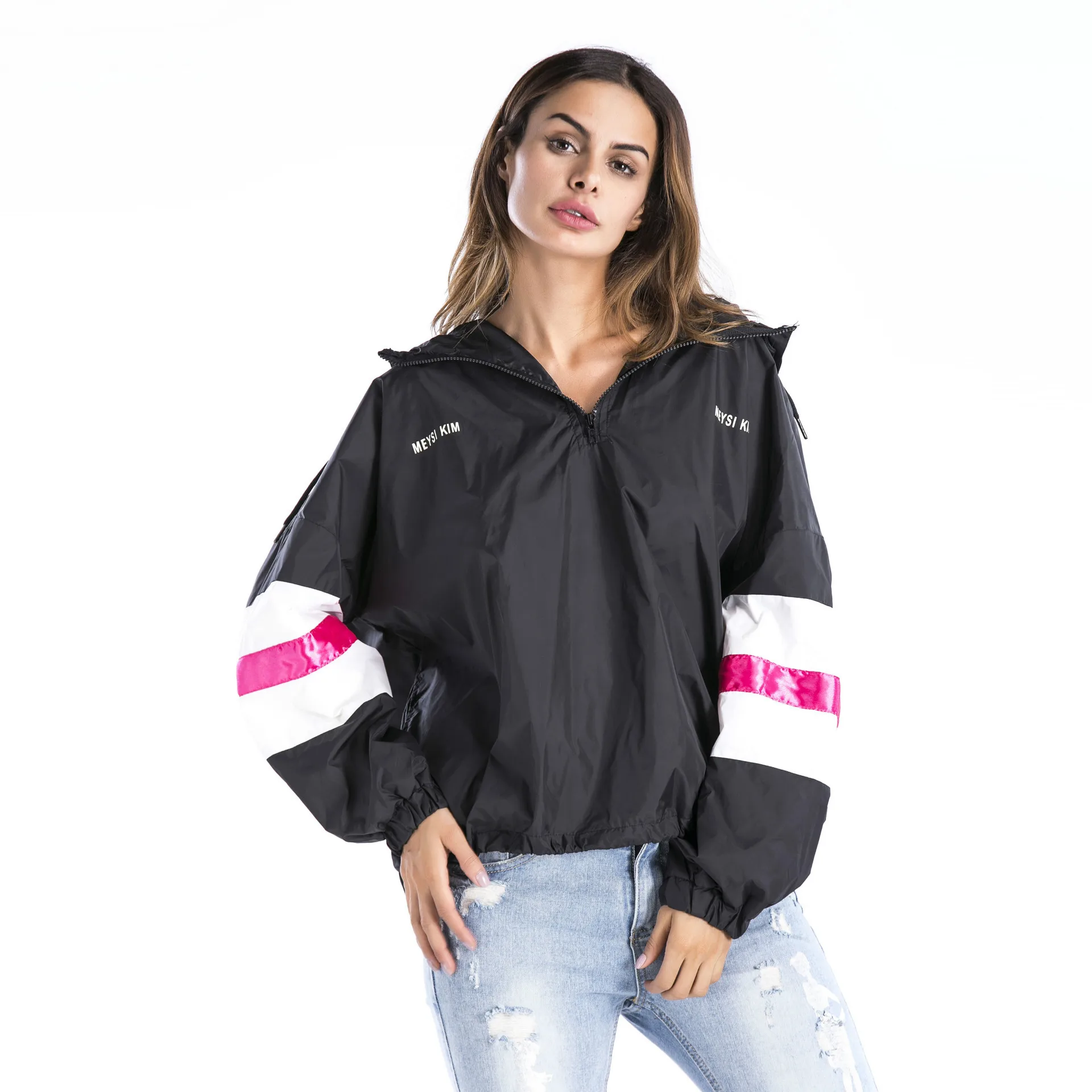 2018 Women's Bohemia jacket hooded letter hooded windbreaker Female Top Casual autumn and winter Sweatershirts Pullover sweater