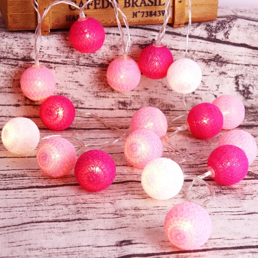 

LED String Lights Fairy Holiday Decoration Light 20 Leds Cotton Ball Series Strings Christmas Wedding Party Lantern Garlands JQ