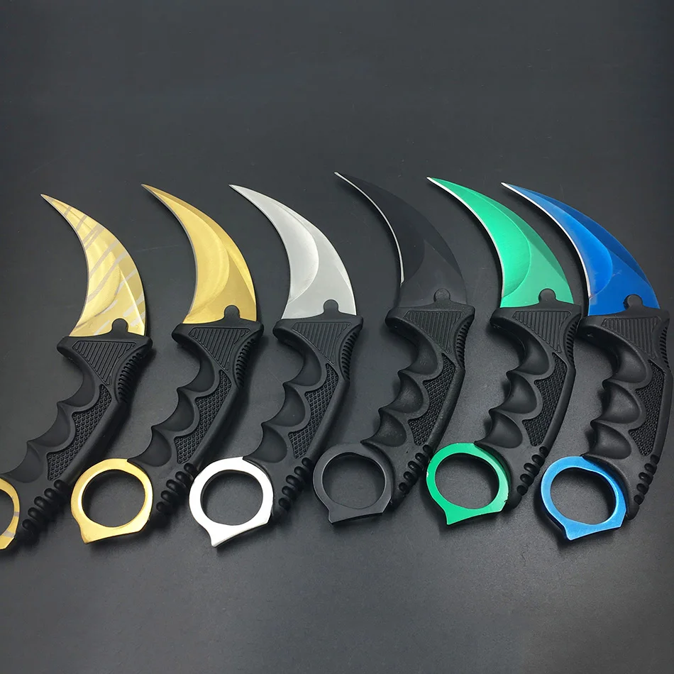 CS GO нож-Коготь Karambit, нож для шеи с ножной, Тигриный зуб, настоящий игровой нож, красный, синий, золотой цвета, Походный нож