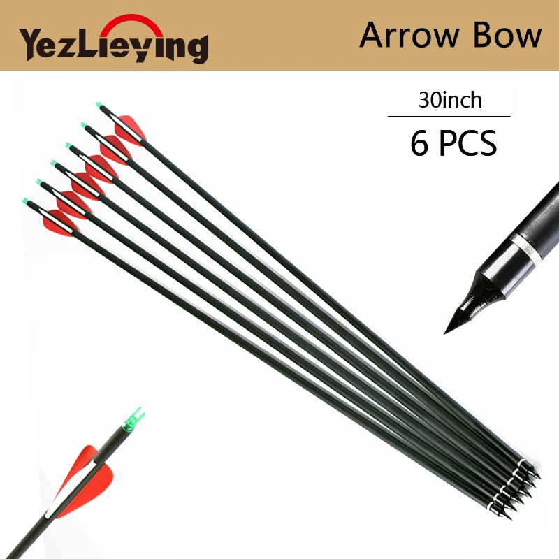

6pc 30 inch spine 400 carbon arrow with replaceable arrow red and white feather arrows composite / resurrection bow hunting