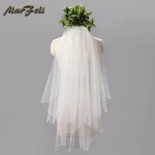 Новые элегантные свадебные аксессуары короткие свадебная вуаль из тюля Белый Кот Два Слои Фата с расческой дешевая свадебная вуаль V02