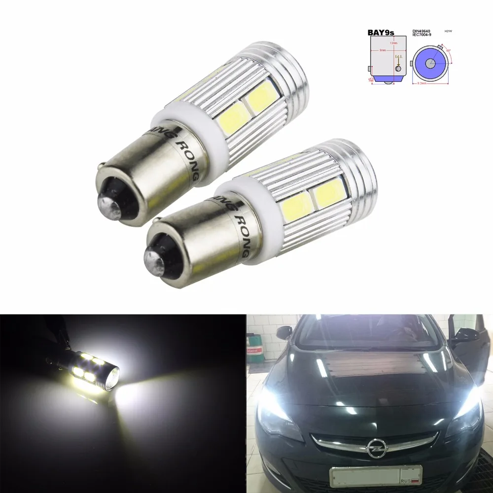 

ANGRONG 2x 435 H21W BAY9S LED Bulbs 10SMD 5630 LED Reverse Light Side Indicator Lamps White 6000K Car Styling