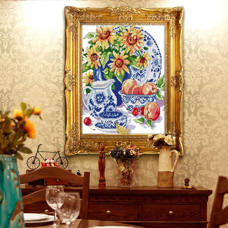 Blue and white porcelaint Cross Stitch Kits Printed ...