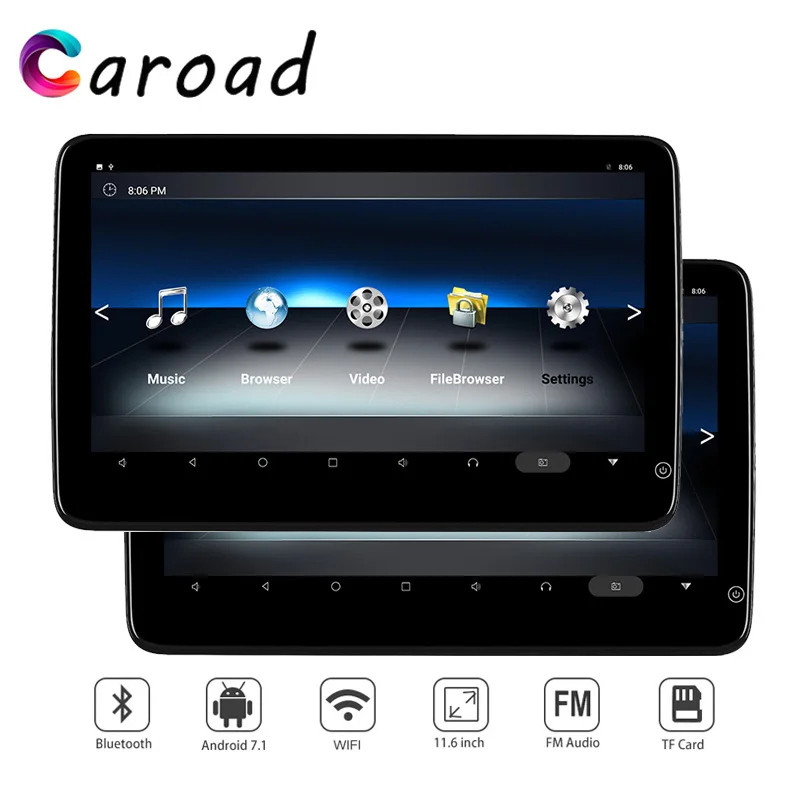 Автомобильный подголовник 8 ядер Android 7 1 1920*1080 12 5 дюймов HD 1080P 2.5D ультратонкий