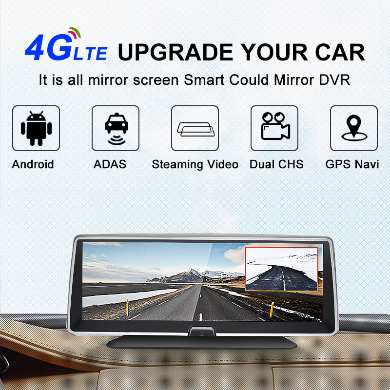 Bluavido 4G android dvr 8 inch screen car camera gps navigation Full HD 1080P dash cam video registrator recorder remote monitor