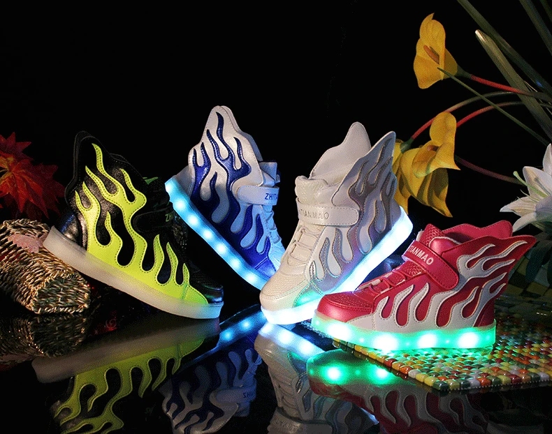 7 цветов детские кроссовки светодиодный туфли usb зарядка светящиеся для мальчиков и девочек светящиеся кроссовки светодиодные детская обувь с подсветкой крылья