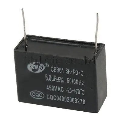 Axial Lead Ceiling Fan Capacitor Cbb61 Type Ac 450v 5uf 50