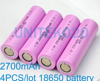 

4PCS UNITEK 3.7v ICR 18650 li-ion battery 2700mah rechargeable lithium cell for led flashlight torch and DIY powerbank