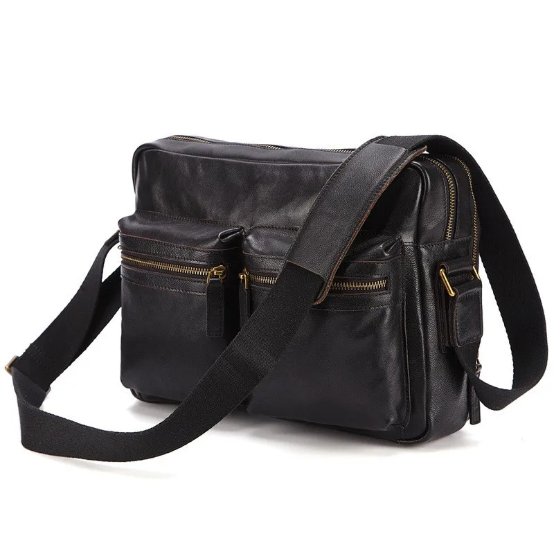 Uniego Genuine Leather Men Shoulder Bag Briefcase Double Zipper Casual Male Crossbody Messenger Bags Handbag High Quality HB184 Uniego Genuine Leather Men Shoulder Bag Briefcase Double Zipper Casual Male Crossbody Messenger Bags Handbag High Quality HB184