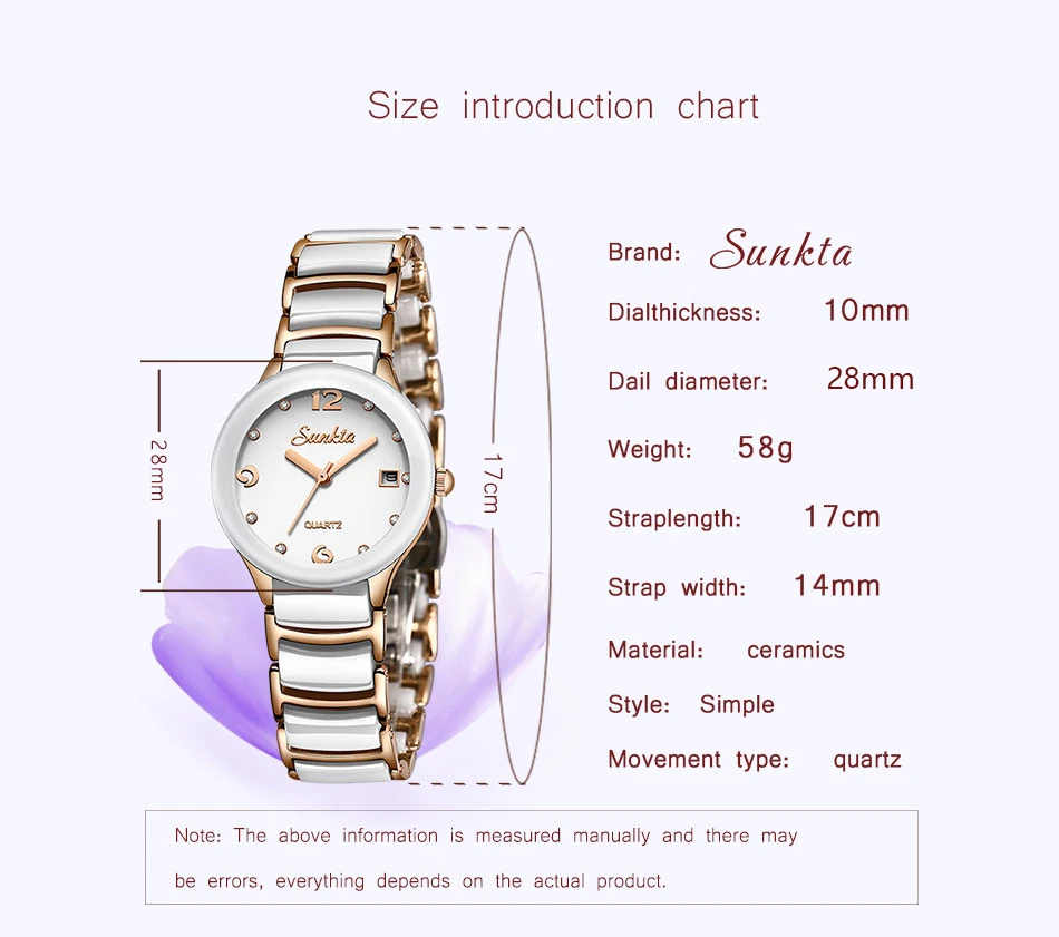 Sunkta relógios femininos de luxo cristal ouro