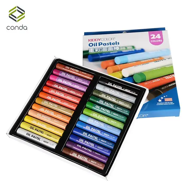 24 36 colors kid crayon oil pastel drawing set count box round shape
