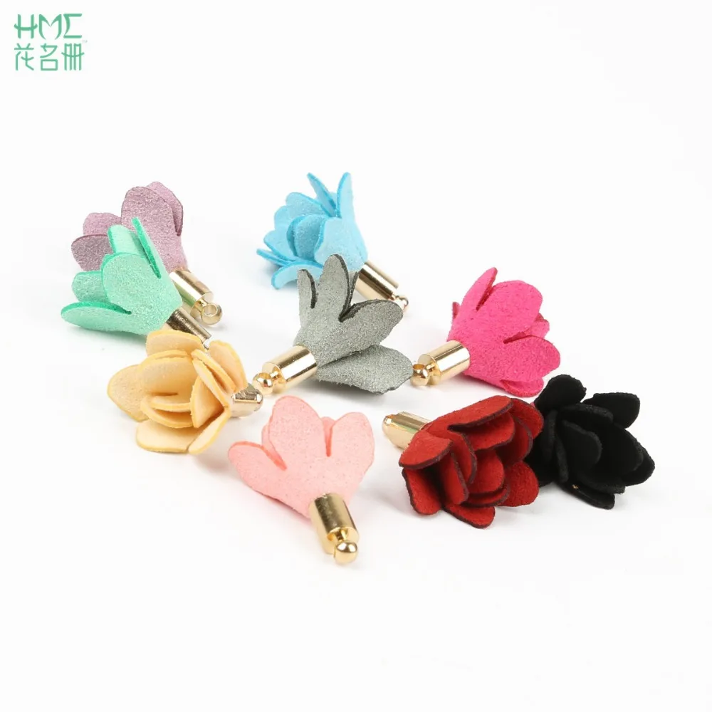 10pcs 25cm Korean Velvet Suede Flower Tassel Charm Pendant Earring Necklace Keychain For Jewelry Findings Making DIY Accessories