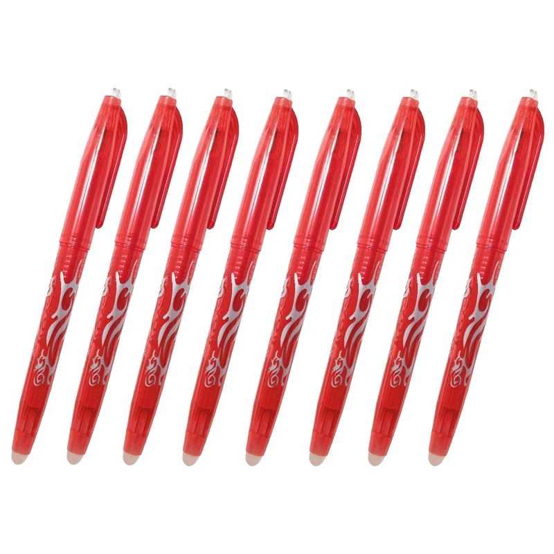 8 шт./компл. 0,5 мм стираемая ручка волшебный письма с чернилами стандартных цветов гелевая ручка - Color: 8pcs Red