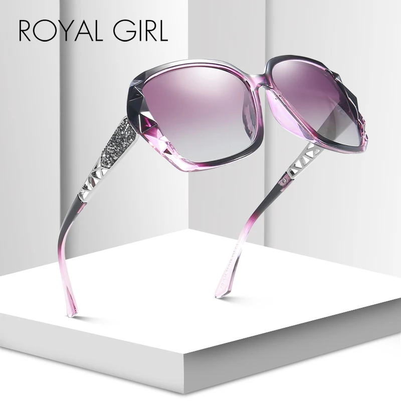 

ROYAL GIRL Classic Polarized Sunglasses Women Brand Designer Oversize Eyewear for Female Black Red Shade Oculos UV400 SS231