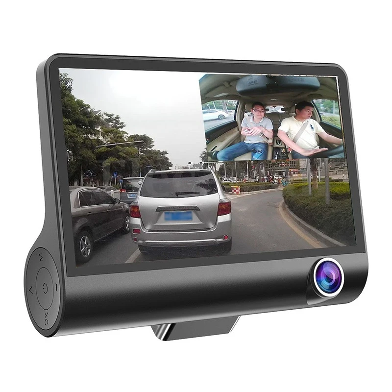 

4" IPS Screen 1080P FHD Wide Angle Three Lens Tachograph Car Inside And Outside Camera Multi-function Recorder Night Vision