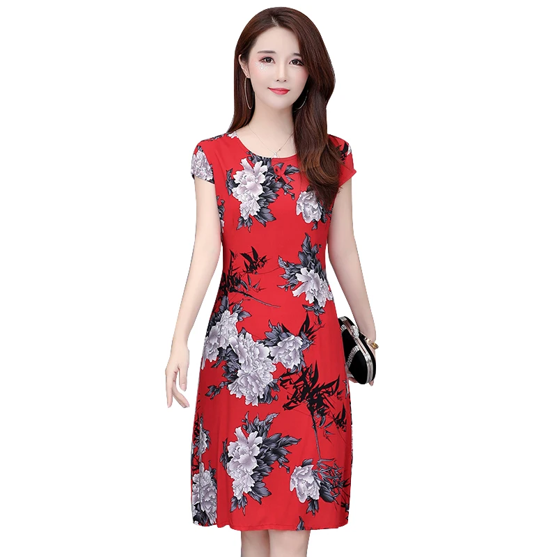 

summer dress 2019 fashion Short sleeve O-Neck casual women dress Vintage Floral print dresses female plus size 6XL Vestidos
