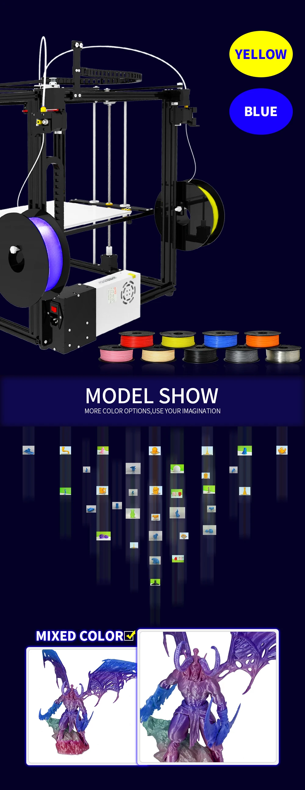 Tronxy 3d принтер X5ST-500-2E/X5ST-400-2E/X5ST-2E 2 в 1 из двойной экструдер двигатель DIY наборы больше тепла кровать impressora 3d