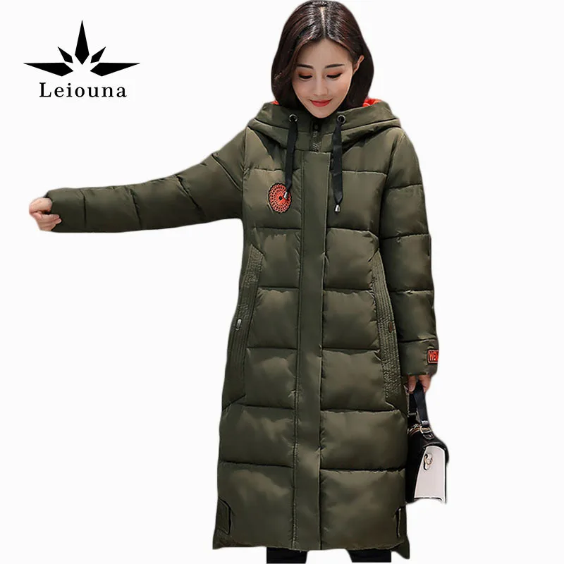 Leiouna Plus Size 5xl Large Fur Collar Hooded Winter Female Coat Women Duck Warm Puffer Down Jacket Long Outerwear Snow Wear 