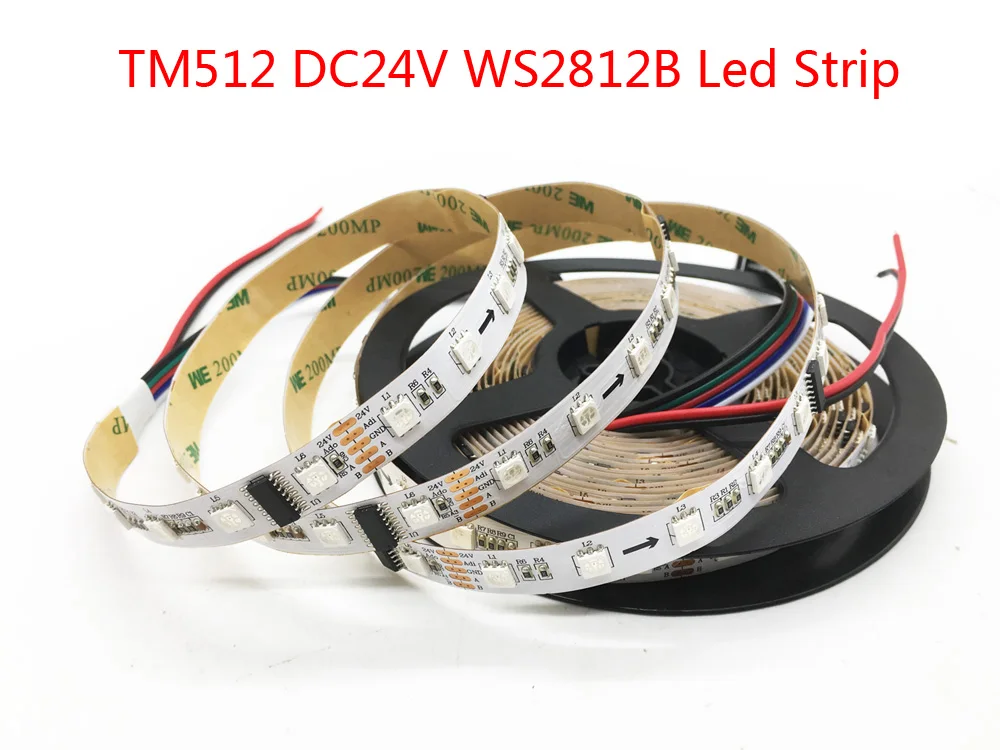 cheap TM512 WS2812B RGB Led Strip 60Leds m White PCB IP30 IP67 Break Point Continuous Transmission Flexible Led Light Tape Ribbon 24V