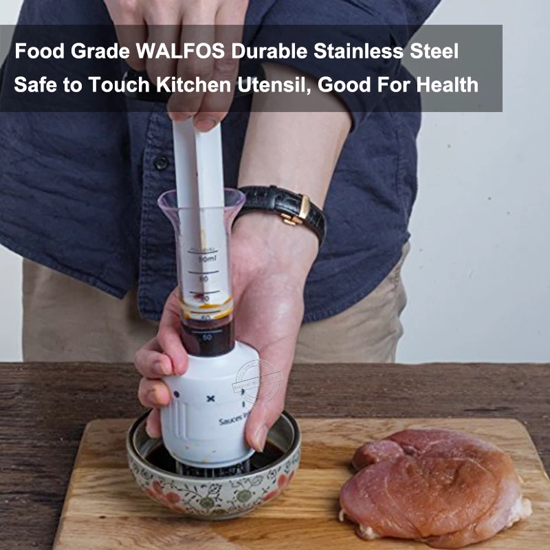 WALFOS Food Grade Stainless Steel Meat Tenderizer Needle and Meat Injector Marinade Flavor Syringe Kitchen Tools meat tenderizer,meat hammer