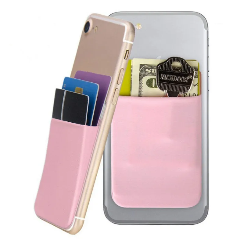 

New 2019 Sticker Card Holder Back Cover Credit Bag Case For Cell Phone Women Men Silica ID Bussiness Card Key Wallet Purse Solid