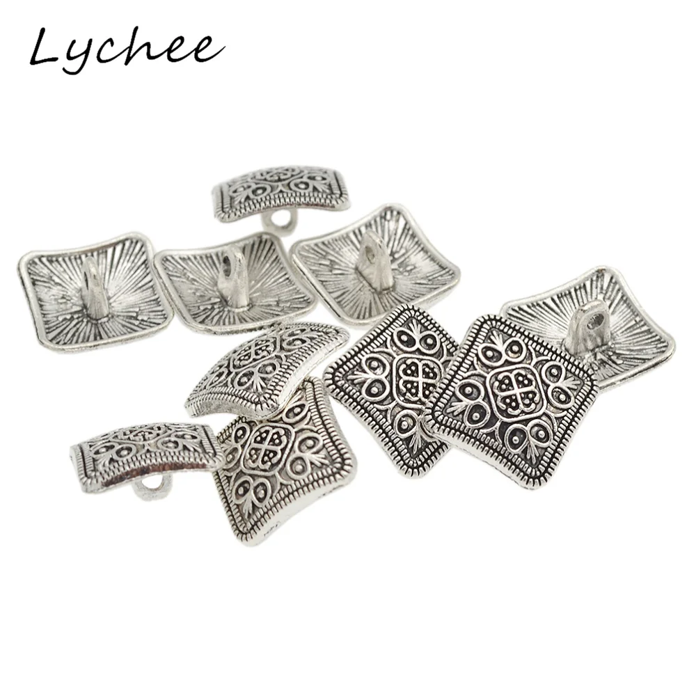 Lychee 10 шт. Геометрическая Квадратная Металлическая пуговица с хвостовиком для