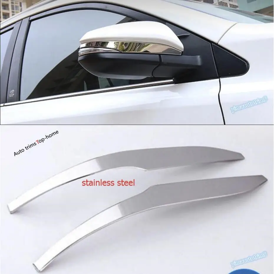 

For TOYOTA RAV4 Hybrid 2016 Stainless Steel Side Door Mirrors Rearview Stripe Cover Trim