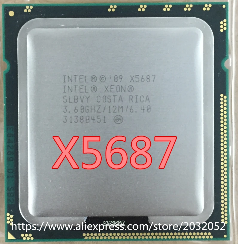 top cpu Intel Xeon X5687 processor (3.6GHz/12MB/4 cores/Socket 1366/6.4 GT/s QPI)Original Server CPU  free shipping most powerful processor
