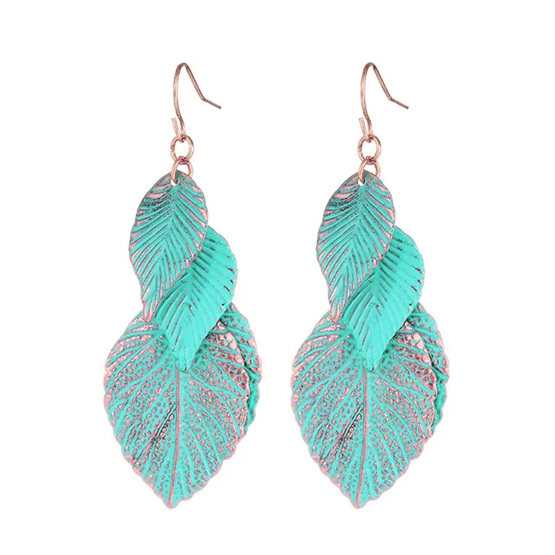 

Shevalues 2017 Trendy Personality Leaves Women Long Drop Earrings Attractive Female Dangling Hanging Earring Statement Jewelry