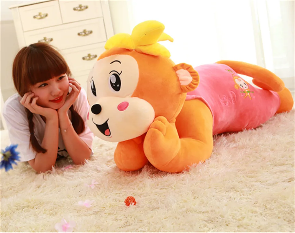 Fancytrader Large Stuffed Plush Lying Cartoon Monkey Toy Soft Anime Monkeying Doll 90cm 35inch 3 Colors Available4