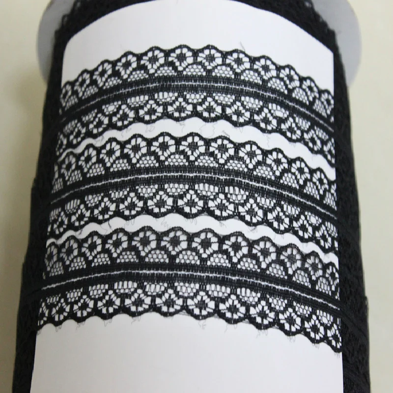 

Бесплатная доставка, оптовая продажа, высокое качество, вязанная кружевная лента, декоративная, 10 ярдов, сделай сам, Черная