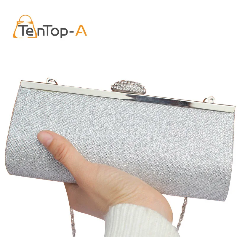 

Quality Assurance 2016 Diamond Clutch Evening Bag Handbag Rhinestone Wedding Prom Dinner Clutch Bag Gold Silver 2 Color