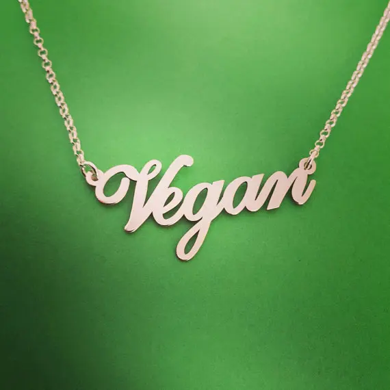 Веганские ювелирные изделия вегетарианский символ посеребренные буквы веганское ожерелье веганский стиль жизни подарок ювелирные изделия для женщин YLQ0530