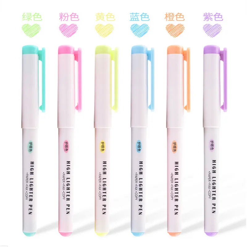 Langle Student Creative Stationery Soft Color Highlighter Pen Painting Pen Highlighters 