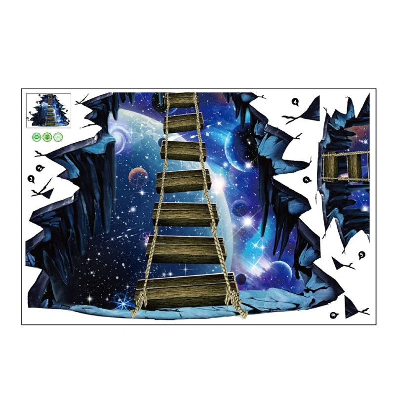 Us 5 29 27 Off Unique 3d Galaxy Space Wall Floor Ceiling Stickers Bridge Poster Home Decals Decoration In Wall Stickers From Home Garden On