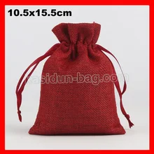 100 шт./лот Размер 10,5x15,5 см маленькое вино красный, льняной Джутовая сумка-мешок для Свадебная подарочная упаковка