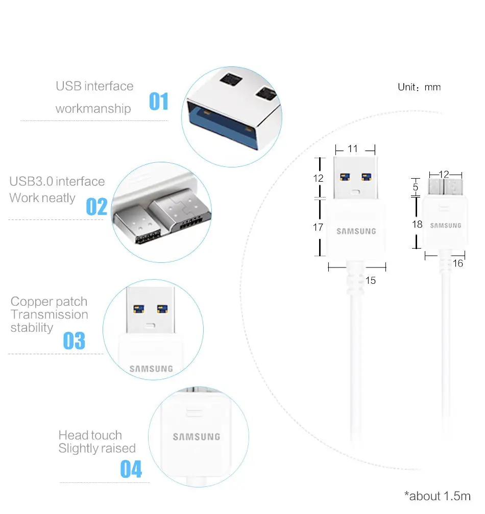 3Samsung Galaxy S5 Note 3 Phone Charger 5.3 V & 2.0A EU US 1 m 3.0 USB Micro cable Original Travel Adapter Phone_