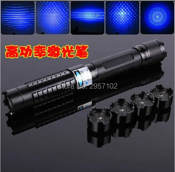 

AAA High Power Military 10000m 100w Blue Laser Pointer 450nm Flashlight Lazer sight Burning Match/Dry Wood/Burn Cigarettes+5 Cap