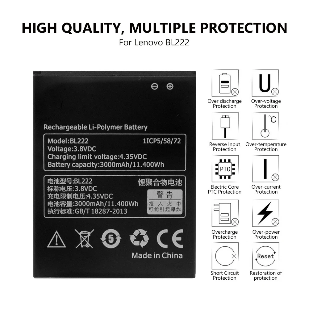 Литиевая перезаряжаемая BL-222 для мобильного телефона BL222 батарея BL 222 для lenovo S660 S668T 3,8 V 3000mAh перезаряжаемая литиевая батарея