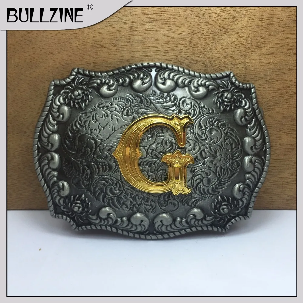 Buy The Bullzine letter G belt buckle with pewter and