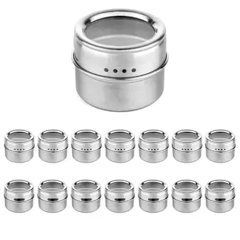 

Magnetic Spice Jar With A Strong Transparent Top Cover. Stainless Steel Round Storage Spice Jar, Shake Or Flip, Magnetic Can,