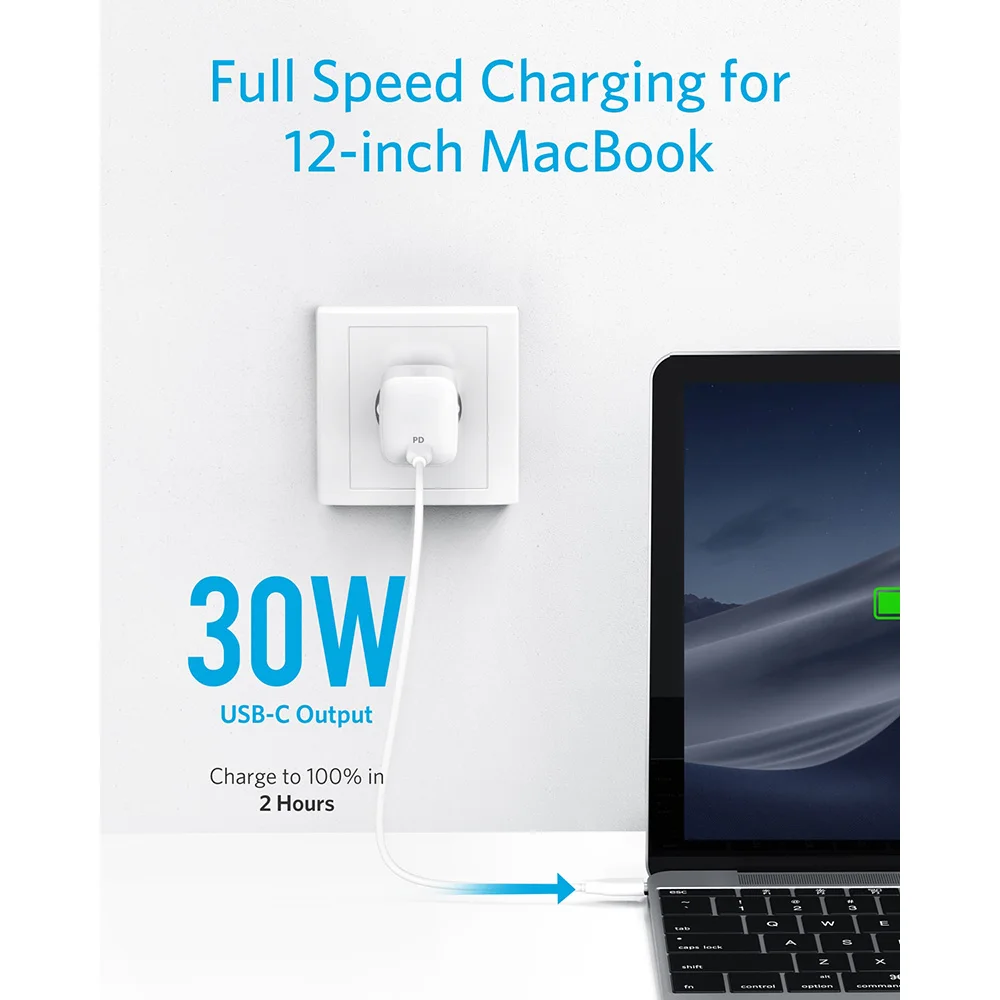 Anker 30 Вт Ультра Компактное зарядное устройство с разъемом Type C источником питания