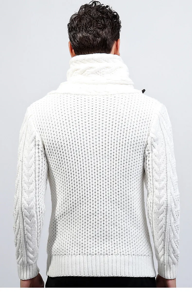 2017 Autumn Winter New Brand Men Cardigan Sweater Thicken Loose Fit Acrylic Warm Knited Male Sweatercoat White Black Muls M-3XL-4