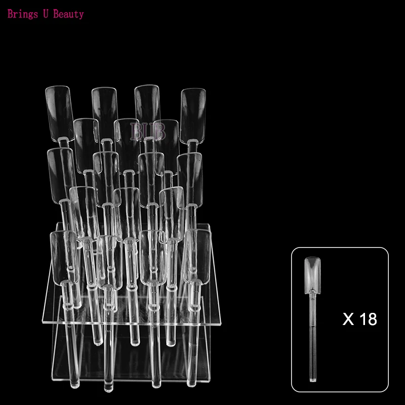 

18/32 Hole Bracket with 18/32 PCS Square False Nail Tip Sticks Display Stand for Dipping Powders UV Gel Polish Color Chart