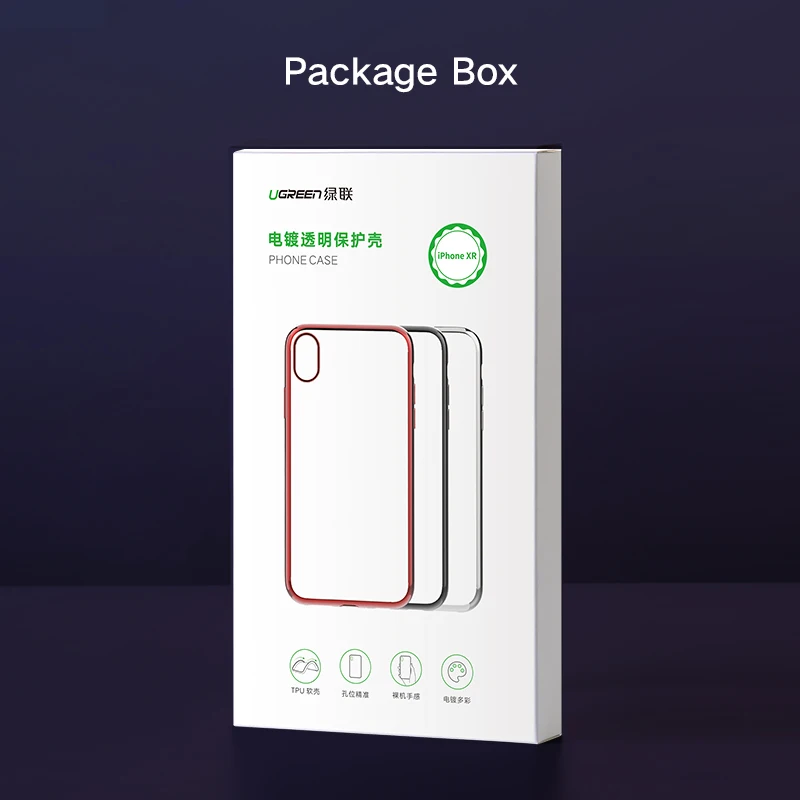 Чехол Ugreen для iPhone Xr черный серебристый красный чехол с гальваническими краями