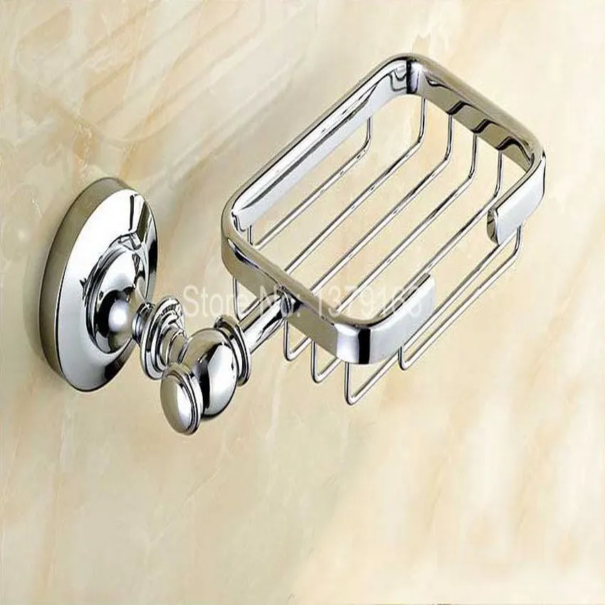 

Polished Chrome Wall Mounted Bathroom Accessory Bath Fitting Square Soap Dish Holder Basket aba810