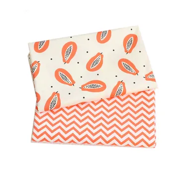 Cotton Twill Patchwork Fabric Cloth  Orange PrintCotton for Sewing Bed Sheets Quilt Cover Pillow Cloth Fabrics 50x160cm