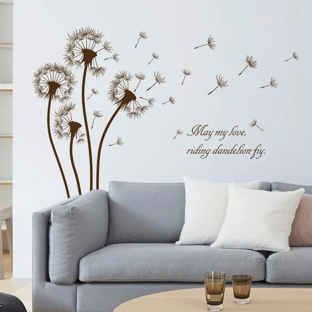 Pissenlit wall sticker brun fleur stickers filles accueil